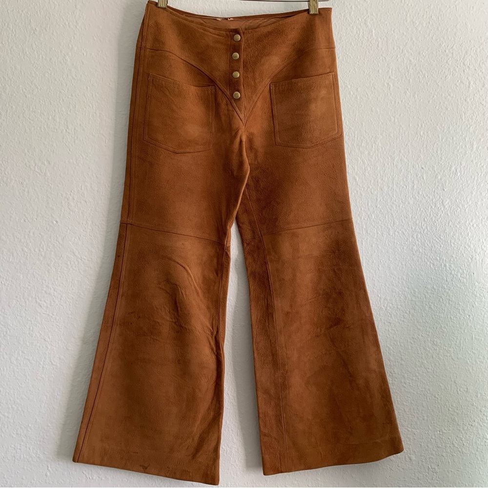 Saks Fifth Avenue Vintage 1960s Buckskin leather bell bottom pants